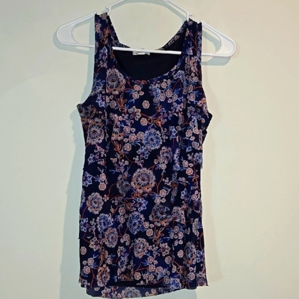 Westport Fitted Orange and Blue Tank Top